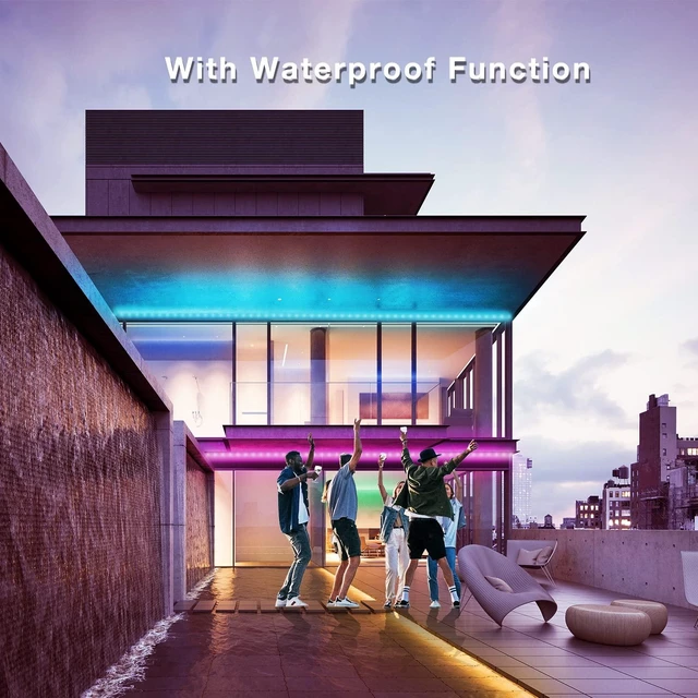 Alt view image 3 of 7 - Led Strip Lights Waterproof, Smart Outdoor Lights, Led Light Strips with Remote, App Control, 5050 RGB Color Changing Led Lights for Bedroom, Roof Eaves, Room Decor 50 ft(3 Rolls of 16.4ft)