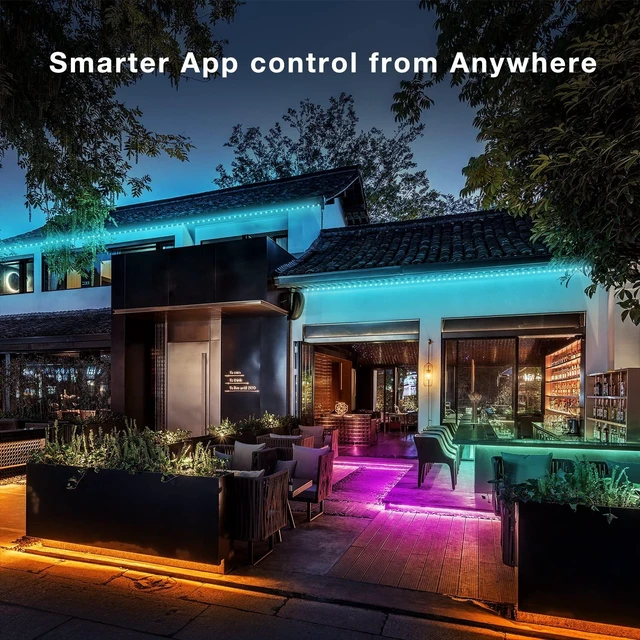 Alt view image 2 of 7 - Led Strip Lights Waterproof, Smart Outdoor Lights, Led Light Strips with Remote, App Control, 5050 RGB Color Changing Led Lights for Bedroom, Roof Eaves, Room Decor 50 ft(3 Rolls of 16.4ft)