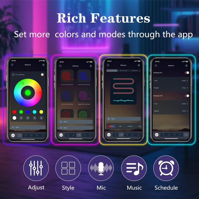 Alt view image 7 of 7 - 20Ft Neon Rope Lights,Flexible Led Rope Lights Control with App/Remote,Multiple Modes Rope Lights,IP65 Outdoor Waterproof,Music Sync Light Strip for Bedroom