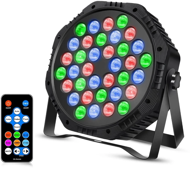 Main image of 36 LED Par Lights, RGB Stage Lights Par Can Light, 36W DJ Lights Stage Lighting Uplights with Sound Activated, DMX and Remote Control Uplights for Events Wedding Party (1)