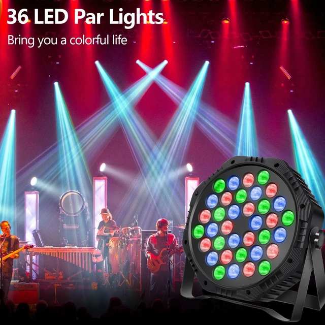 Alt view image 5 of 7 - 36 LED Par Lights, RGB Stage Lights Par Can Light, 36W DJ Lights Stage Lighting Uplights with Sound Activated, DMX and Remote Control Uplights for Events Wedding Party (1)