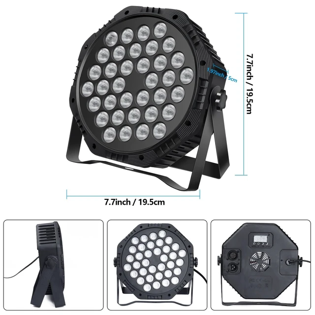 Alt view image 6 of 7 - 36 LED Par Lights, RGB Stage Lights Par Can Light, 36W DJ Lights Stage Lighting Uplights with Sound Activated, DMX and Remote Control Uplights for Events Wedding Party (1)