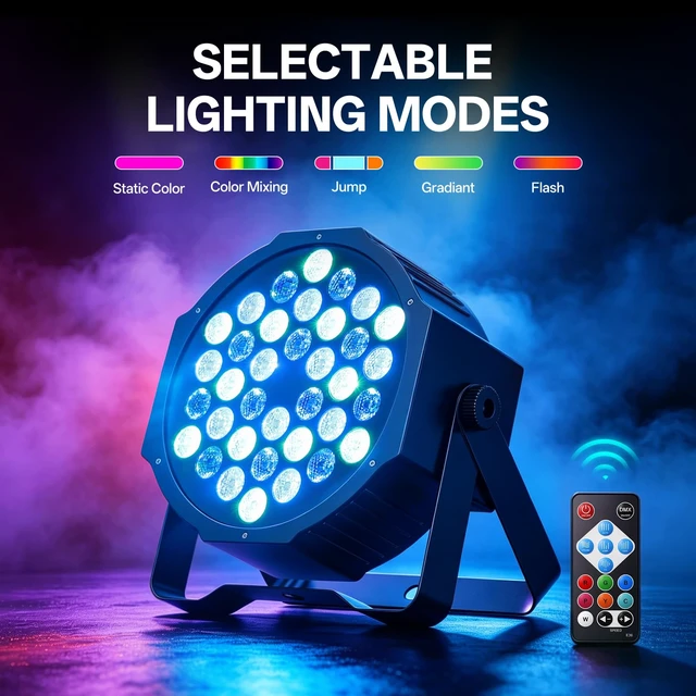 Alt view image 2 of 7 - 36 LED RGB Stage Par Lights by Remote DMX Control 2pack | Sound Activated,1-33Hz strobe,50000hour LED lifespan,DJ Uplighting for Wedding Party Club Christmas