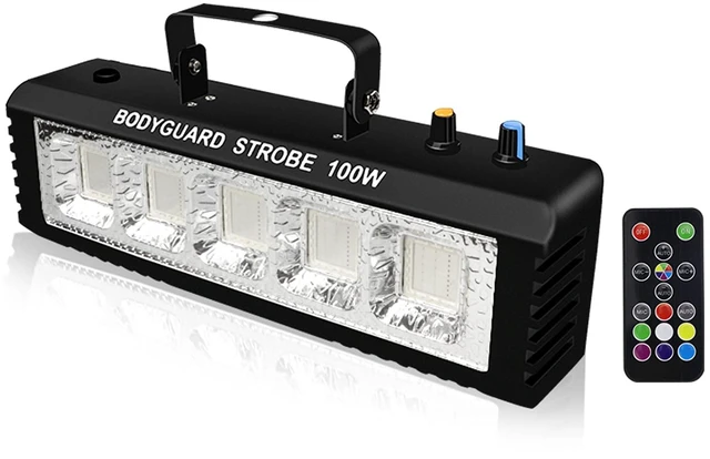 Main image of Strobe Stage Lights Sound Activated, 100W RGB LED Strobe Light, Halloween Light Effect with Remote Control, Professional DJ Party Lights for Banquet Host