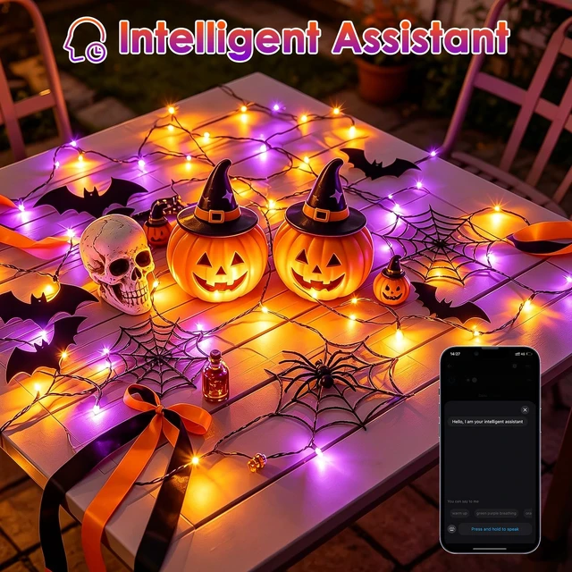 Alt view image 6 of 7 - Smart Color Changing Christmas Halloween Tree Light String 66 FT 200 LED | App and Remote Controlled,Music Syn, 16M Multicolors and Multi Modes, Timer, IP44 Waterproof Indoor Outdoor RGB Xmas lights