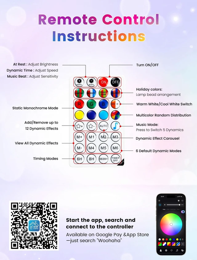 Alt view image 6 of 7 - RGB Christmas Lights, 66FT 200 LED Color Changing String Lights | Smart APP and remote control, dimmable twinkle lights for indoor outdoor Christmas, Halloween, holiday, party, wedding decor