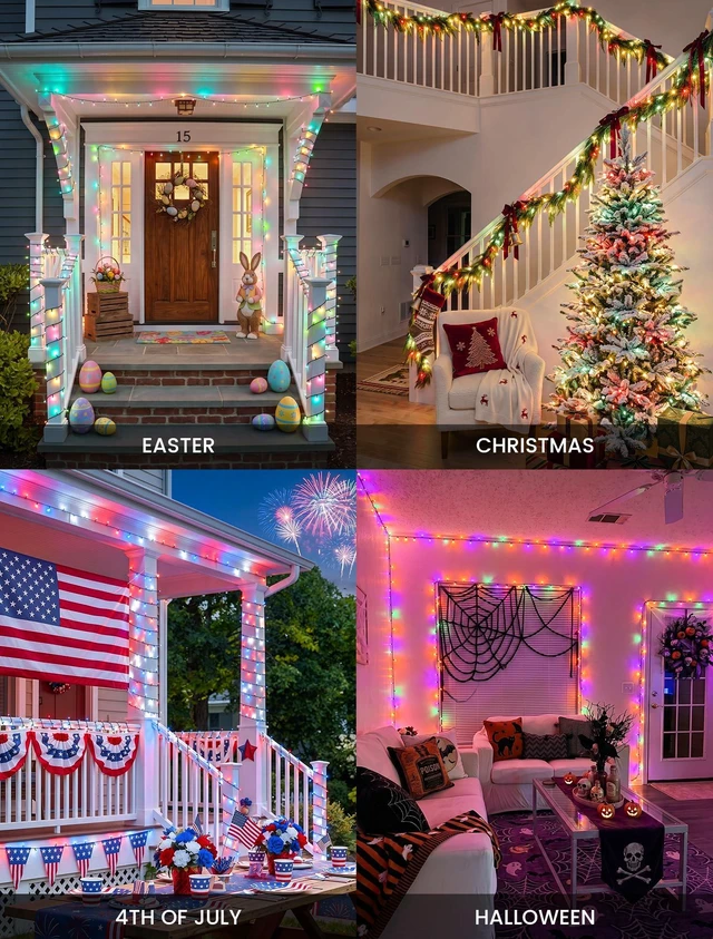Alt view image 7 of 7 - RGB Christmas Lights, 66FT 200 LED Color Changing String Lights | Smart APP and remote control, dimmable twinkle lights for indoor outdoor Christmas, Halloween, holiday, party, wedding decor