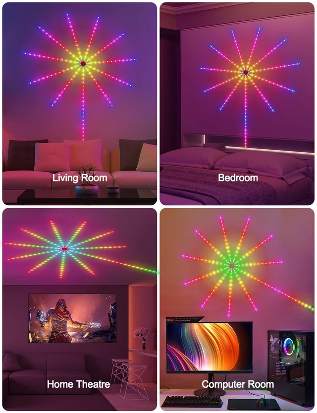 Alt view image 5 of 6 - Smart Firework LED Lights, RGB Dream Color LED Lights for Bedroom, LED Strip Lights with Remote App Control, Color Changing Music Sound Sync Light for Bedroom, Christmas Decorations