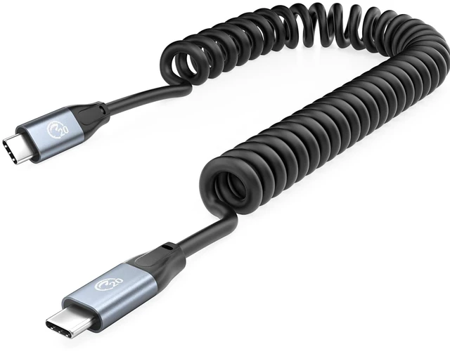 Main image of Coiled USB C to USB C Cable 100W 3.3ft, USB C 3.2 Gen2 20Gbps Cable | 4K Video Retractable Type C Charger Cord Fast Charging for iPhone 17 16 Pro Max,MacBook Pro/Air,iPad Pro,Galaxy S26/S25/S24