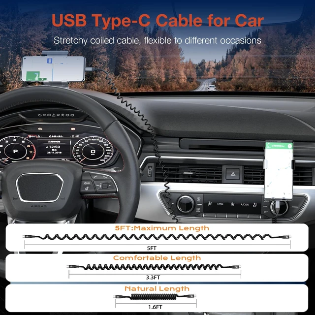 Alt view image 2 of 7 - Coiled USB C to USB C Cable 100W 3.3ft, USB C 3.2 Gen2 20Gbps Cable | 4K Video Retractable Type C Charger Cord Fast Charging for iPhone 17 16 Pro Max,MacBook Pro/Air,iPad Pro,Galaxy S26/S25/S24