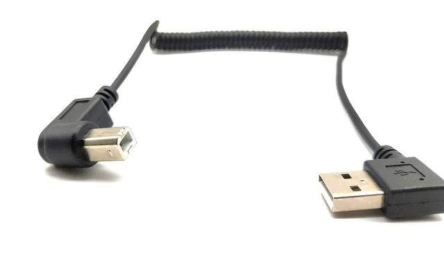 Alt view image 2 of 4 - 4.9 Feet Right Angle Coiled USB Printer Cable, USB 2.0 Type A Male to Type B Male Spring Printer Scanner Cable(Right Angle)