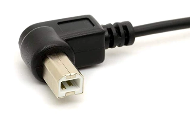 Alt view image 4 of 4 - 4.9 Feet Right Angle Coiled USB Printer Cable, USB 2.0 Type A Male to Type B Male Spring Printer Scanner Cable(Right Angle)