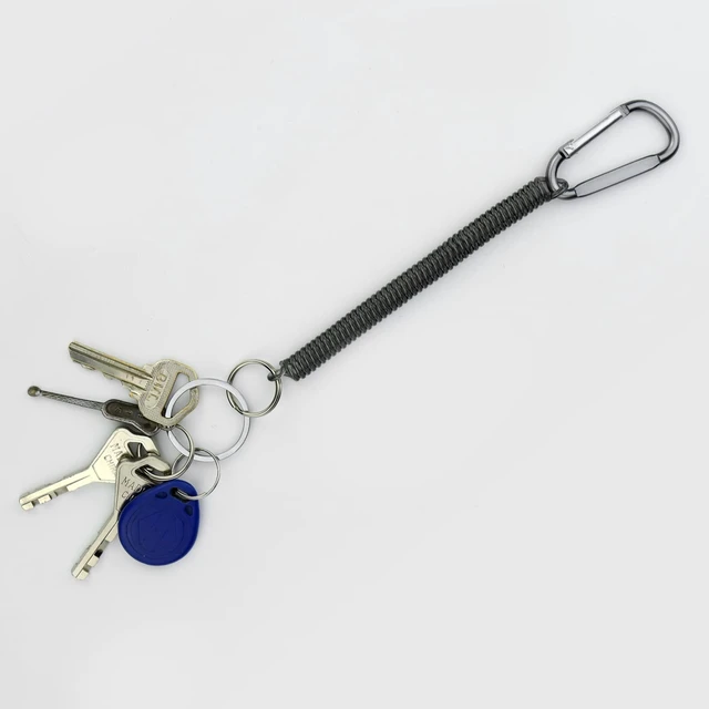 Alt view image 3 of 7 - Coiled Lanyard Spring Coil Cord Keychain for Fishing Rod Tool Retractable Tether with Carabiner Clip (10pcs)
