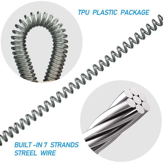 Alt view image 4 of 7 - Coiled Lanyard Spring Coil Cord Keychain for Fishing Rod Tool Retractable Tether with Carabiner Clip (10pcs)