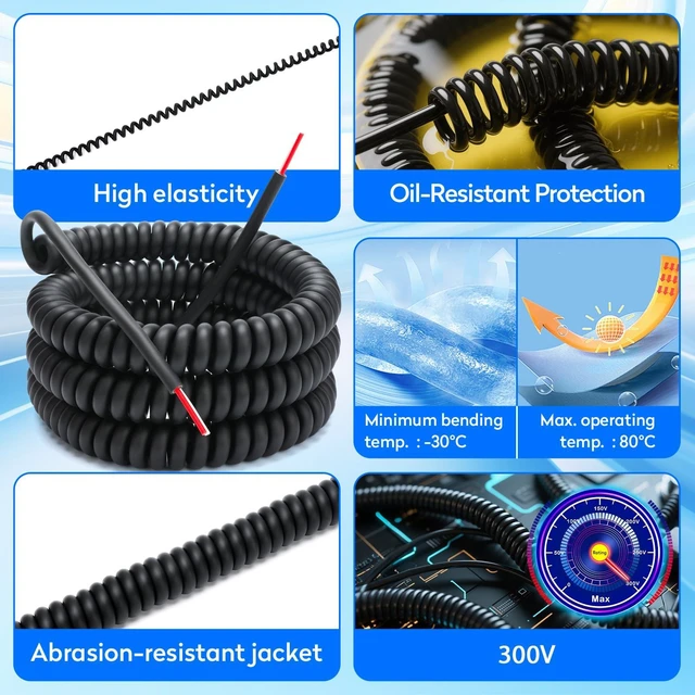 Alt view image 3 of 4 - 4-20-2 Wire Coil Cord 20/2 20 Foot Coiled Extension Cord | 18AWG/2 18/2 2C Retractable Spring Coil Wire, Heavy Duty Cable for Industrial Home Use
