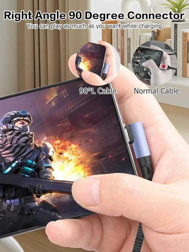 Alt view image 7 of 7 - 90 Degree Coiled USB C to USB C Braided Charging Cable | Side to Right Angle, 0.3M-1.5M, 100W, Retractable Spiral, Fast Charging