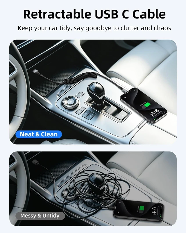 Alt view image 2 of 7 - Coiled USB C Cable for Car 2 Pack(1FT to 2FT), USB A to USB C Cable | Stretchable USB C Car Cable, Tangle-Free USB to USB C Cable,Fast Charging,Data Sync for iPhone 17, Galaxy S25, USB-C Devices