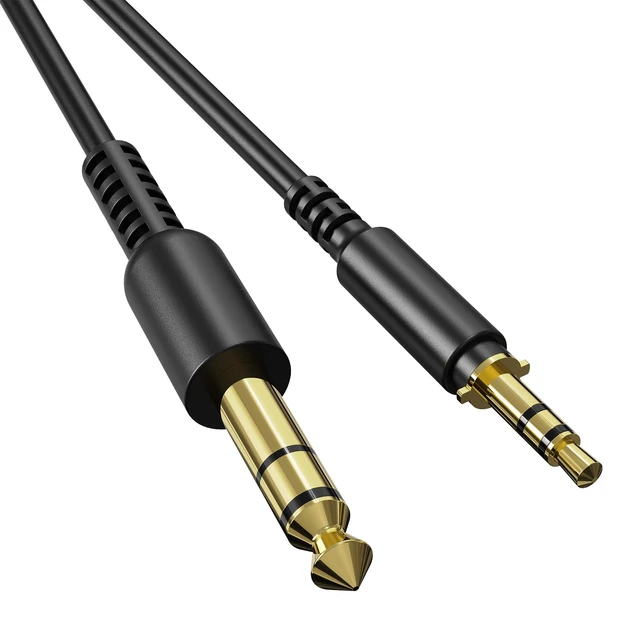 Alt view image 2 of 7 - Fusion A70 Headphones Audio Cable-6.35mm 1/4" Male to 3.5mm 1/8" Male TRS Stereo Audio Cable Jack 6.6-9.8FT for Guitar, Laptop, Speaker and Amplifiers, Mixers, Electric Guitars, Keyboards-Black