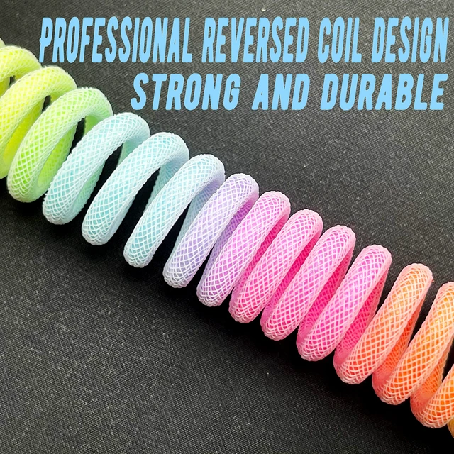 Alt view image 4 of 6 - Braided Keyboard Cables 1.5m Coiled Type-C to USB A with Detachable Aviator Connector.for Gaming Keyboard/Tablet (Rainbow)