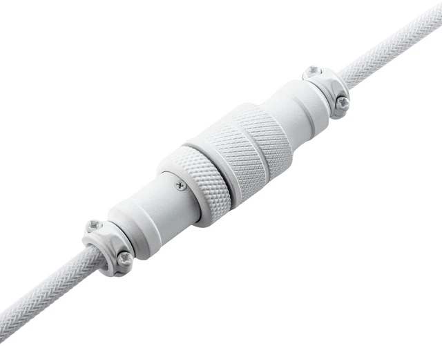 Alt view image 3 of 6 - Pro Custom Braided Coiled Aviator USB-C to USB-A Cable, White | 4.9 ft Keyboard Cable with 5-Pin Detachable Metal Connector