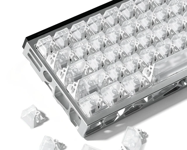 Alt view image 6 of 6 - Honeycomb Clear Keycaps, White Shine Through Keycaps, Jelly Keycap | Transparent keyboard Caps Glossy,Cherry Profile Custom Keycaps for Mx Switches Mechanical Keyboard-Pink,126key