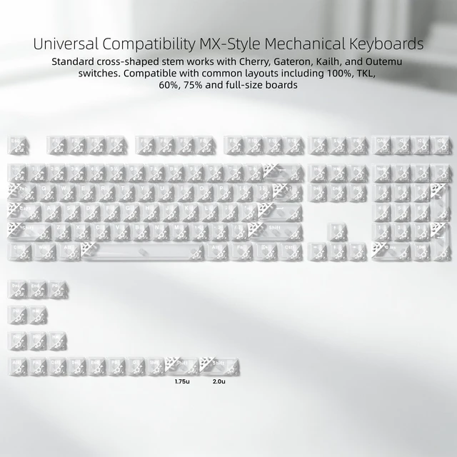 Alt view image 5 of 6 - Honeycomb Clear Keycaps, White Shine Through Keycaps, Jelly Keycap | Transparent keyboard Caps Glossy,Cherry Profile Custom Keycaps for Mx Switches Mechanical Keyboard-Pink,126key
