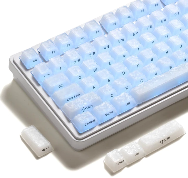 Main image of XVX Frost Jelly Keycaps, Forged Carbon-Look Translucent Keyboard Keycaps | Cherry Profile 126 Keys Keycap Sets for Mechanical Keyboard with MX Switches