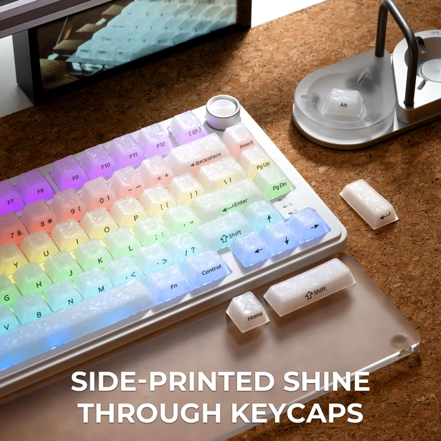 Alt view image 2 of 7 - XVX Frost Jelly Keycaps, Forged Carbon-Look Translucent Keyboard Keycaps | Cherry Profile 126 Keys Keycap Sets for Mechanical Keyboard with MX Switches