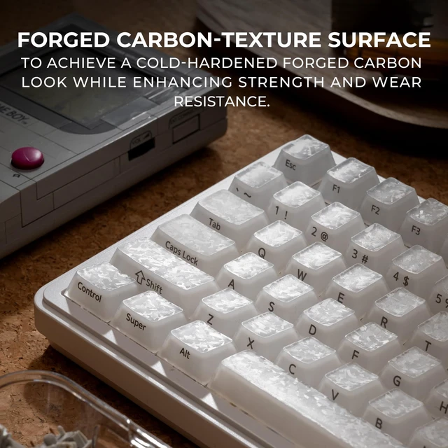 Alt view image 3 of 7 - XVX Frost Jelly Keycaps, Forged Carbon-Look Translucent Keyboard Keycaps | Cherry Profile 126 Keys Keycap Sets for Mechanical Keyboard with MX Switches