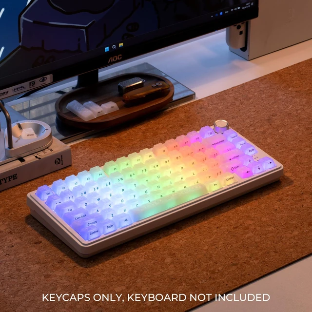 Alt view image 6 of 7 - XVX Frost Jelly Keycaps, Forged Carbon-Look Translucent Keyboard Keycaps | Cherry Profile 126 Keys Keycap Sets for Mechanical Keyboard with MX Switches