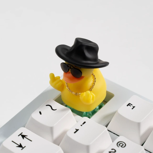Alt view image 3 of 6 - Artisan Duck Keycap for Mechanical Keyboards, Cowboy Duck with Attitude, Hand-Painted Resin, 1U Size, MX Switch Compatible, Edgy Gaming Keycap (ZZY-01)