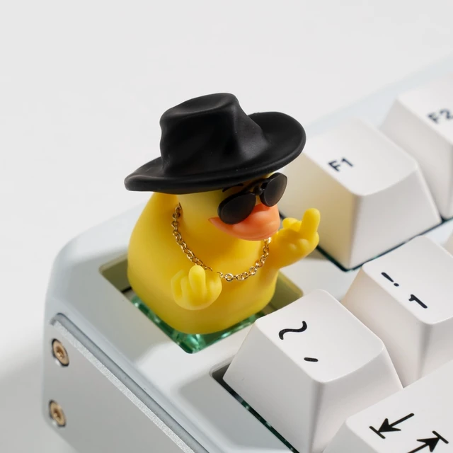 Alt view image 2 of 6 - Artisan Duck Keycap for Mechanical Keyboards, Cowboy Duck with Attitude, Hand-Painted Resin, 1U Size, MX Switch Compatible, Edgy Gaming Keycap (ZZY-01)