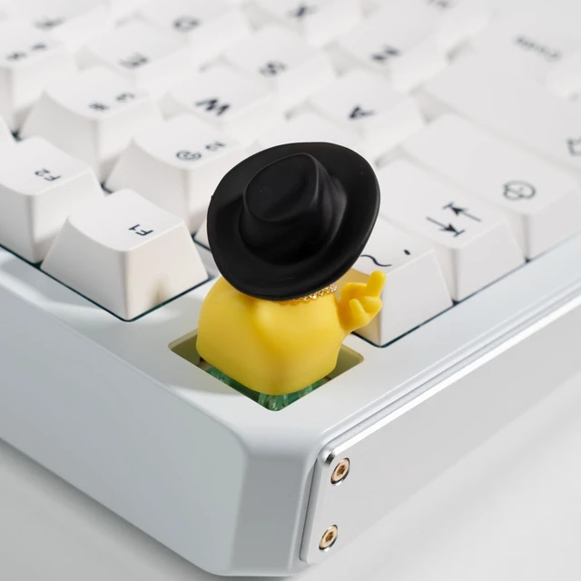 Alt view image 4 of 6 - Artisan Duck Keycap for Mechanical Keyboards, Cowboy Duck with Attitude, Hand-Painted Resin, 1U Size, MX Switch Compatible, Edgy Gaming Keycap (ZZY-01)