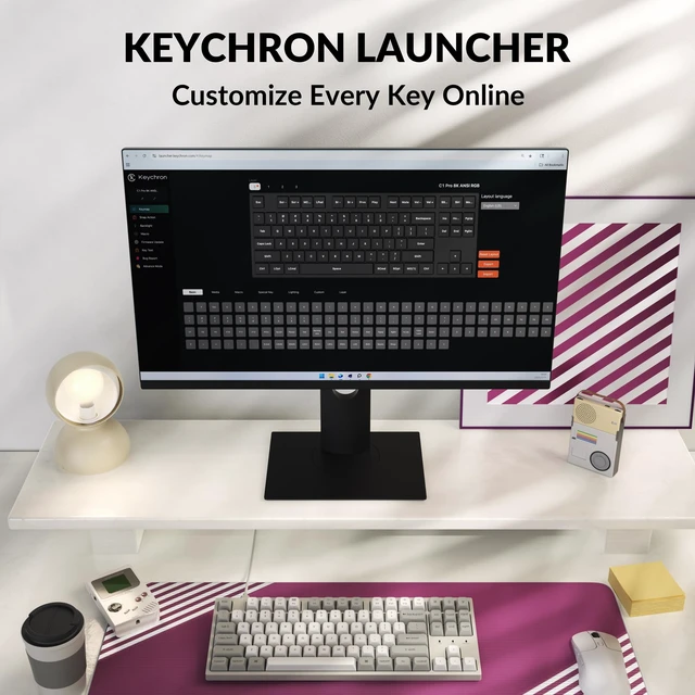 Alt view image 2 of 7 - C1 Pro 8K Wired Custom Keyboard, RGB Backlit, Silent Red Switch | TKL Layout, 8K Hz, Hot-Swappable Keychron Silent Red Switch, Launcher Support, PBT Keycaps Compatible for Mac Windows Linux