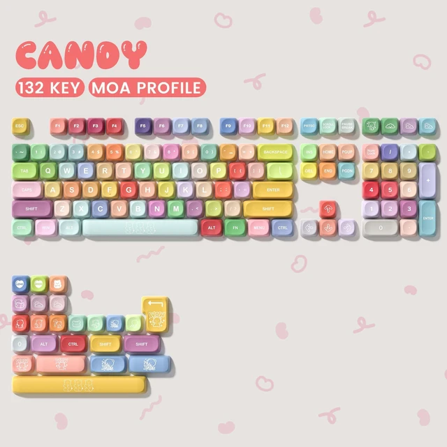 Alt view image 2 of 7 - PBT Keyboard keycaps,Rainbow MOA keycaps,Gummy Bear | Dye Sublimation custom Key caps,Cute keycaps for Cherry Gateron MX Switches Mechanical Keyboards,134keys