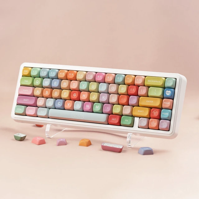 Alt view image 7 of 7 - PBT Keyboard keycaps,Rainbow MOA keycaps,Gummy Bear | Dye Sublimation custom Key caps,Cute keycaps for Cherry Gateron MX Switches Mechanical Keyboards,134keys