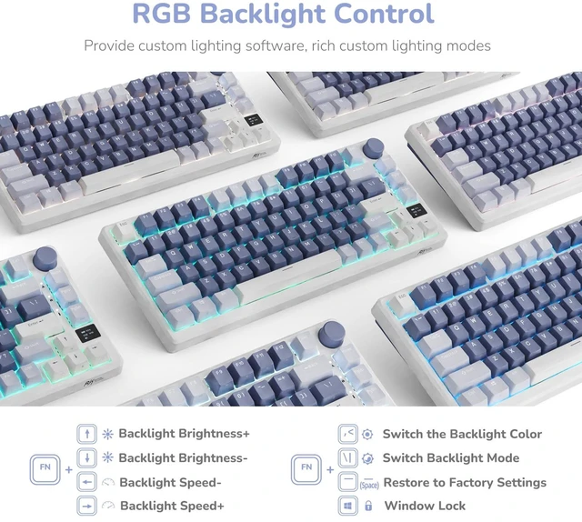 Alt view image 4 of 7 - M75 Mechanical Keyboard with OLED Smart Display and Volume Knob, 2.4G/USB-C/BT Gasket Mounted 75% Layout Wireless Gaming Keyboard with 81 Keys, RGB Backlit Hot-Swappable Red Switch