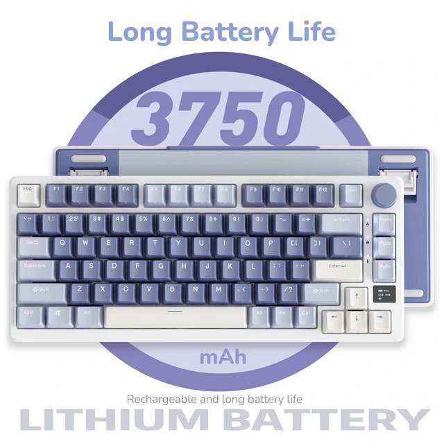 Alt view image 7 of 7 - M75 Mechanical Keyboard with OLED Smart Display and Volume Knob, 2.4G/USB-C/BT Gasket Mounted 75% Layout Wireless Gaming Keyboard with 81 Keys, RGB Backlit Hot-Swappable Red Switch