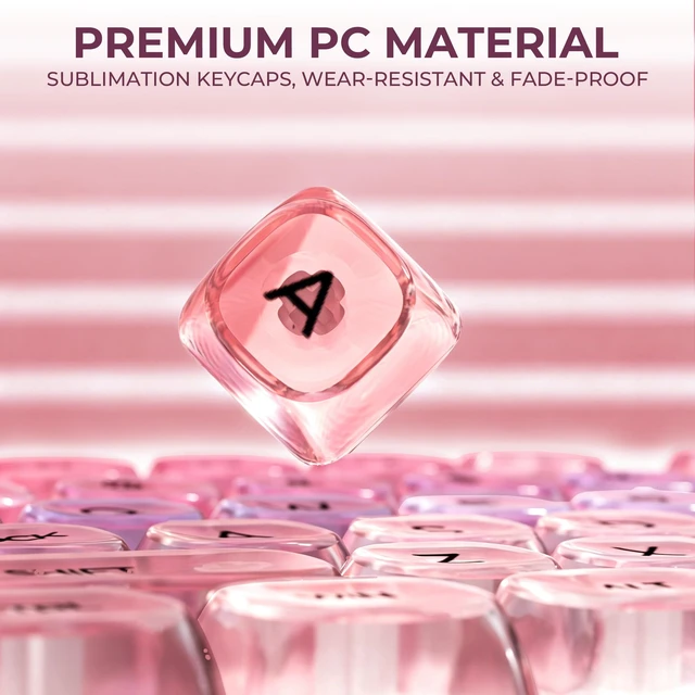 Alt view image 3 of 7 - x XVX Sunset Purple Gradient Transparent Keycaps, MOA Profile 125 Keys PC Shine-Through Keycaps for MX Mechanical Keyboards
