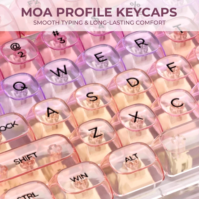 Alt view image 5 of 7 - x XVX Sunset Purple Gradient Transparent Keycaps, MOA Profile 125 Keys PC Shine-Through Keycaps for MX Mechanical Keyboards