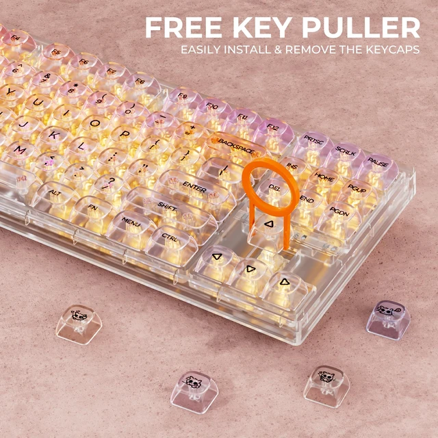 Alt view image 6 of 7 - x XVX Sunset Purple Gradient Transparent Keycaps, MOA Profile 125 Keys PC Shine-Through Keycaps for MX Mechanical Keyboards