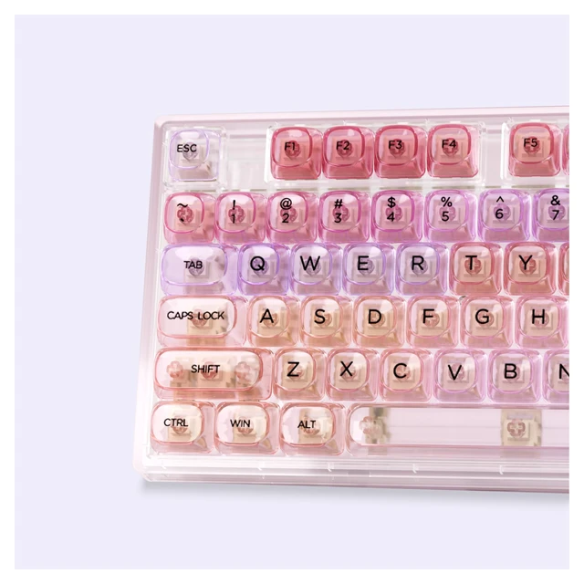 Alt view image 7 of 7 - x XVX Sunset Purple Gradient Transparent Keycaps, MOA Profile 125 Keys PC Shine-Through Keycaps for MX Mechanical Keyboards