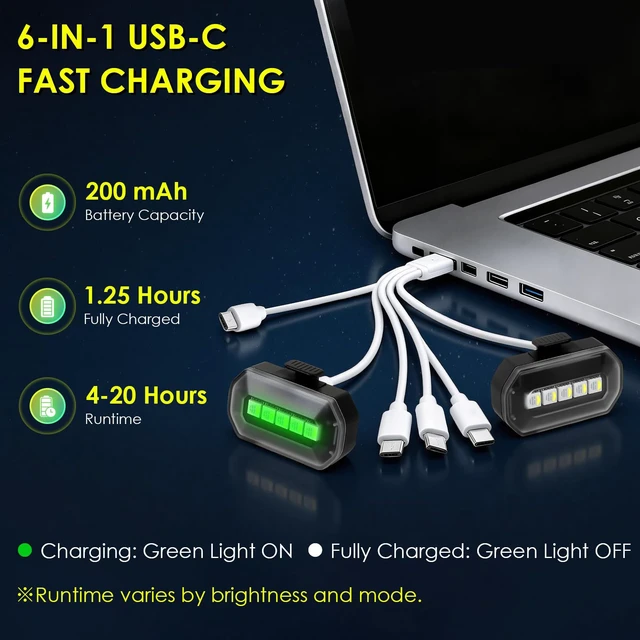 Alt view image 5 of 7 - Upgraded 6PCS Wireless Strobe Lights for Car Motorcycle Bike Remote Bright 5 LEDs Anti Collision Lighting USB-C Rechargeable RGB Mini Exterior Warning Flashing Interior Ambient Light IP67 Waterproof