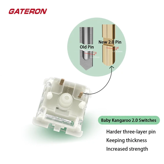 Alt view image 4 of 7 - Gateron Baby Kangaroo 2.0 Keyboard Switches, 5-Pin Factory Pre-lubed 59gf Heavy Tactile Green Switches,22mm Dual-Stage Spring,Suitable for MX Mechanical Keyboards(90PCS,Green)