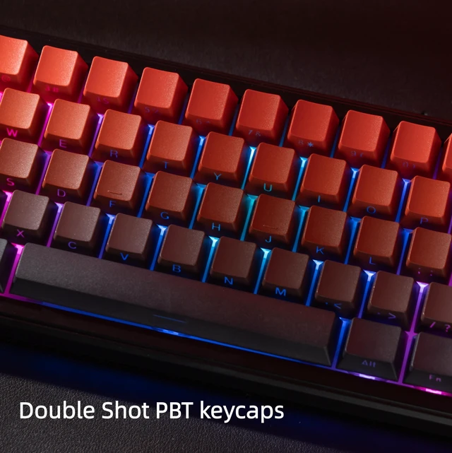 Alt view image 3 of 7 - Shine Through keycaps Set,Double Shot PBT keycaps Gradient | Side Print keyboard keycaps,OEM Profile custom Key caps for Mechanical Keyboards 60% 65% 75% 100% TKL Layout,Red/Black