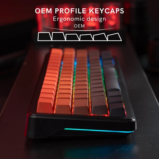 Alt view image 5 of 7 - Shine Through keycaps Set,Double Shot PBT keycaps Gradient | Side Print keyboard keycaps,OEM Profile custom Key caps for Mechanical Keyboards 60% 65% 75% 100% TKL Layout,Red/Black