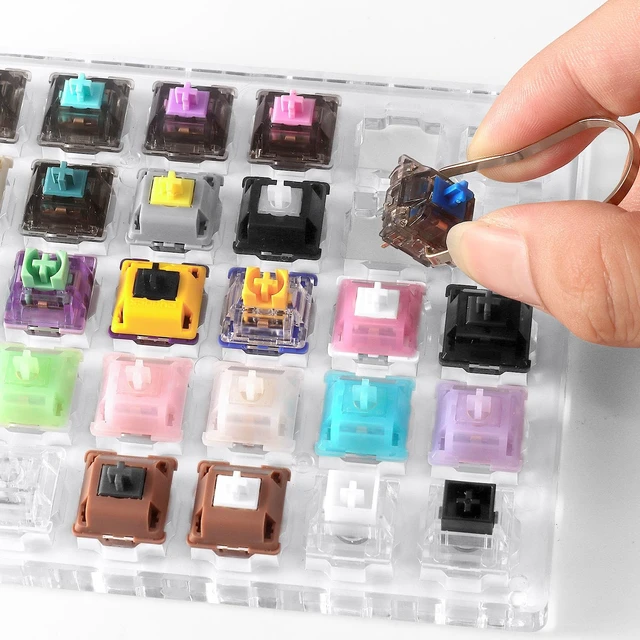 Alt view image 2 of 7 - Keyboard Switch Tester, 30-Key Switches Testing Tool Kit with Puller | Switches Sampler, 28pcs Mechanical & 2pcs Magnetic, Acrylic Base, Smooth Linear, T1 Tactile, Silent Shrimps, Ice Kings