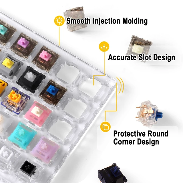 Alt view image 3 of 7 - Keyboard Switch Tester, 30-Key Switches Testing Tool Kit with Puller | Switches Sampler, 28pcs Mechanical & 2pcs Magnetic, Acrylic Base, Smooth Linear, T1 Tactile, Silent Shrimps, Ice Kings