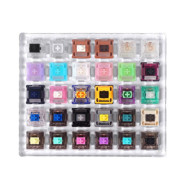 Alt view image 5 of 7 - Keyboard Switch Tester, 30-Key Switches Testing Tool Kit with Puller | Switches Sampler, 28pcs Mechanical & 2pcs Magnetic, Acrylic Base, Smooth Linear, T1 Tactile, Silent Shrimps, Ice Kings