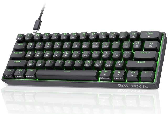 Main image of 60% Mechanical Keyboard, DK61se Wired Gaming Keyboard with Brown Switches, LED Backlit Ultra-Compact 61 Keys Mini Office Keyboard for Windows Laptop PC Gamer TypistBlack